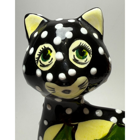 Anatoly Turov Russian Artist Cat Figure Black Polka Dots Chili Peppers Signed - Picture 2 of 7